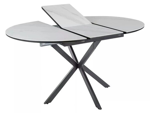 Masa extensibila GASTON, alb mat cu efect de marmura, ceramica/metal