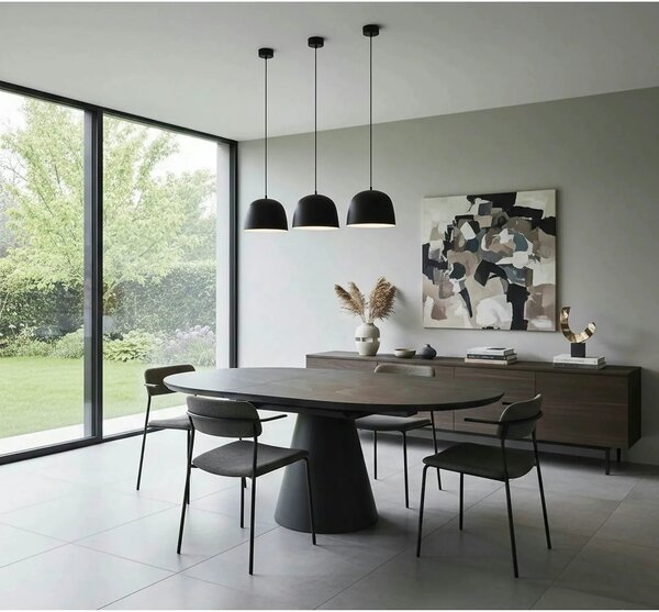 Masa extensibila ANGEL II, gri cu efect de marmura/negru, 120/160x120x