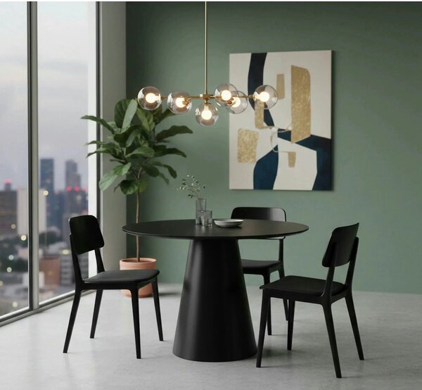 Masa ANGEL, gri cu efect de marmura/negru mat, 100x75 cm