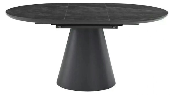 Masa extensibila ANGEL II, gri cu efect de marmura/negru, 120/160x120x