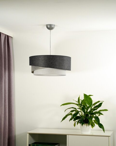 Lustră pe cablu Duolla KOBO 1xE27/15W/230V d. 45 cm antracit/gri/alb