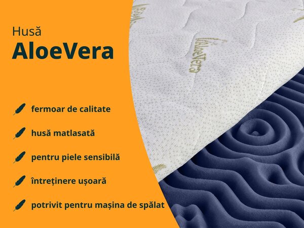 Saltea cu arcuri de tip pachet Ellie 80x200 - husă Aloe Vera