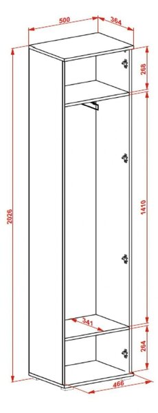 Dulap CLIF SL-50, stejar artisan/alb, PAL laminat, cu o usa, 50x38x203