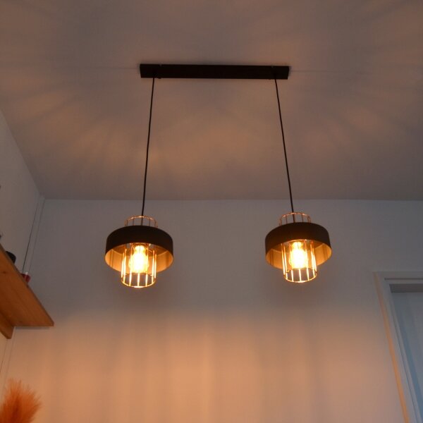 LED Lustră pe cablu VOLTA 2xE27/15W/230V neagră/aurie