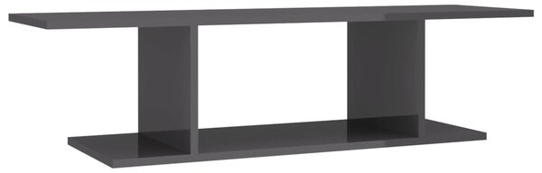 Dulap TV montat pe perete, gri extralucios, 103x30x26,5 cm