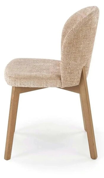 Scaun BASSO, bej - Cremona 14/nuc, stofa catifelata/lemn, 48x56x86 cm