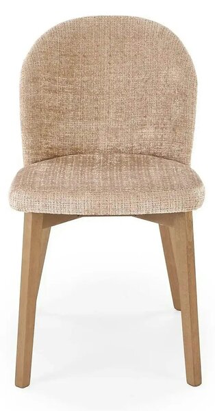 Scaun BASSO, bej - Cremona 14/nuc, stofa catifelata/lemn, 48x56x86 cm