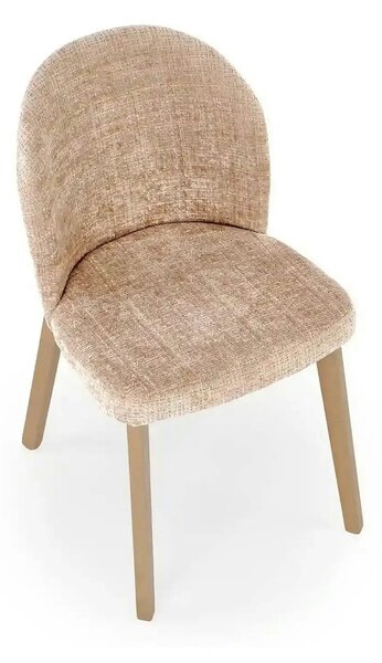 Scaun BASSO, bej - Cremona 14/nuc, stofa catifelata/lemn, 48x56x86 cm