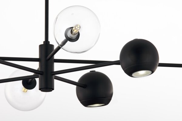 Lustră pe tijă Jupiter 1996 MOKA 4xGU10/10W/230V + 4xG9/10W/230V negru/transparent