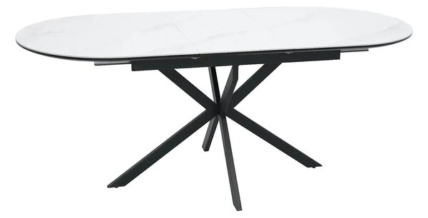 Masa extensibila pentru sufragerie GASTON, alb/negru, ceramica/metal