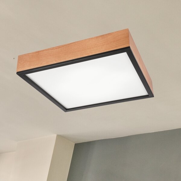 Plafonieră OAK SQUARE 4xE27/15W/230V 48x48 cm stejar/negru