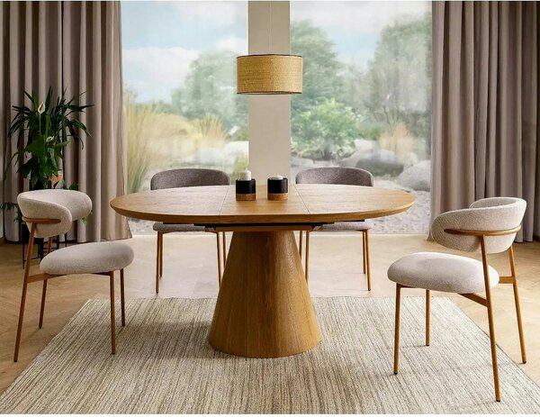 Masa rotunda extensibila living ANGEL II, stejar, 120/160x120x75 cm