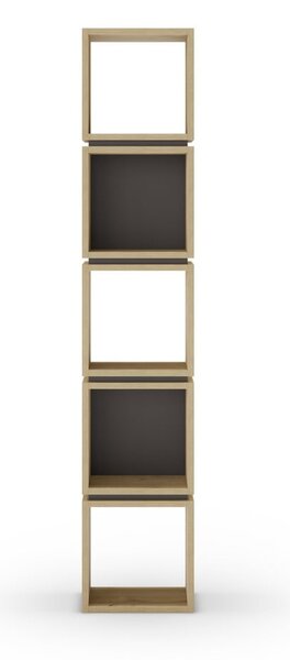 Bibliotecă neagră/în culoare naturală cu aspect de lemn de stejar 32x167 cm Lofty – Marckeric