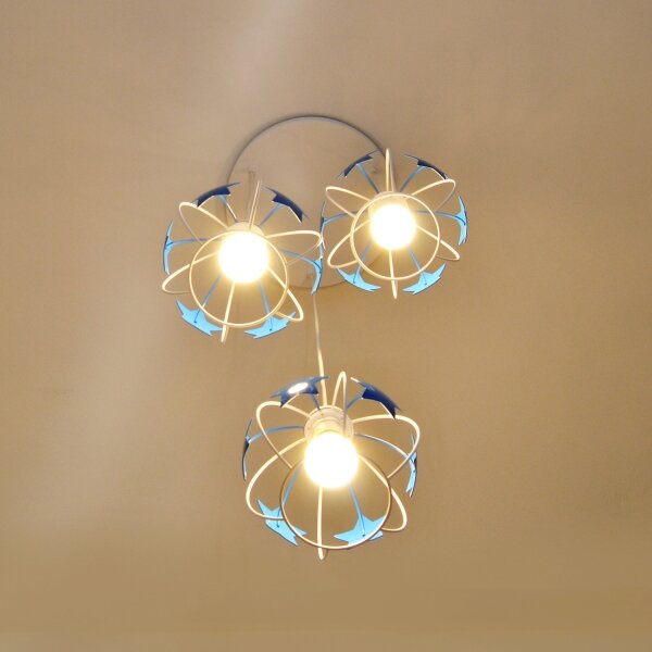 Lustră pe cablu pentru copii STARS 3xE27/15W/230V albastru/alb