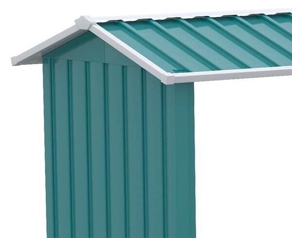 Outsunny Magazie de Depozitare a Buștenilor, Casă pentru Lemne de Foc din Otel Galvanizat cu Podea Înălțată, 240x86x160 cm, Verde | Aosom Romania
