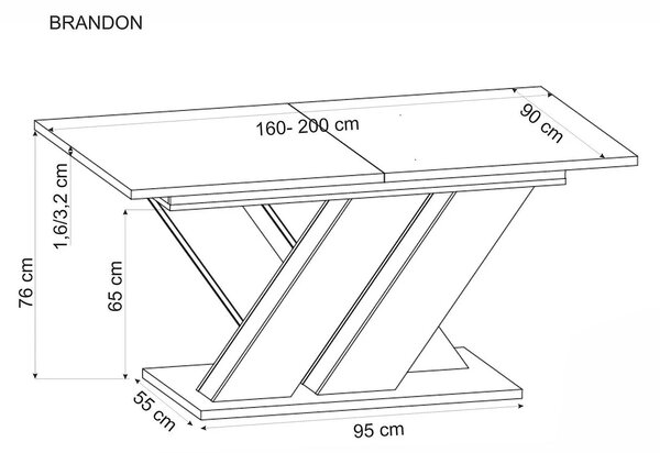 Masa moderna bucatarie BRANDON, casmir/stejar, PAL laminat, 160/200x90
