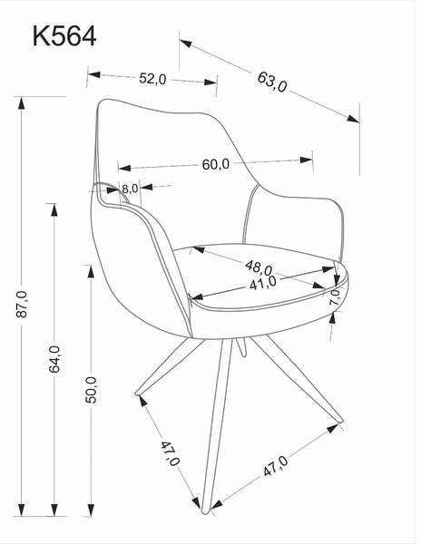 Scaun K564, bej/negru, stofa clasica/otel, 60x63x87 cm