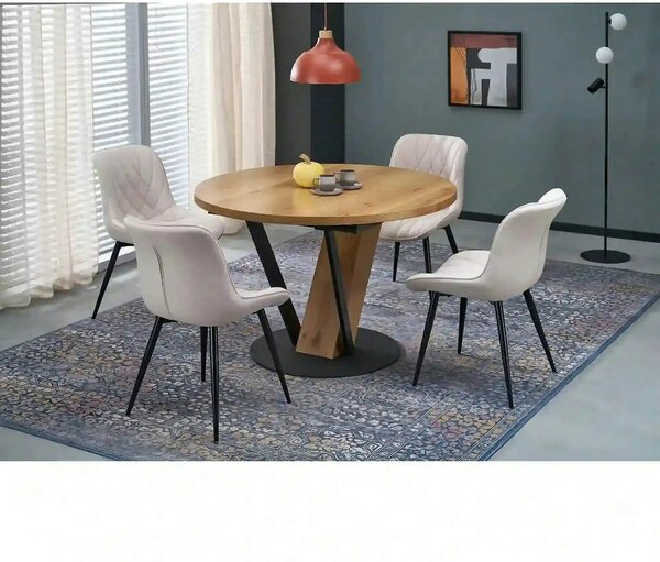 Scaun K567, bej - Havana 2, stofa catifelata/otel, 47x63x85 cm