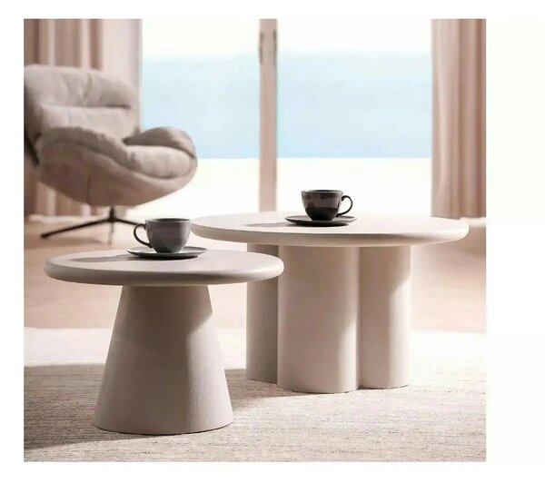 Masuta cafea AURORA, gri deschis, microciment, 60x40 cm
