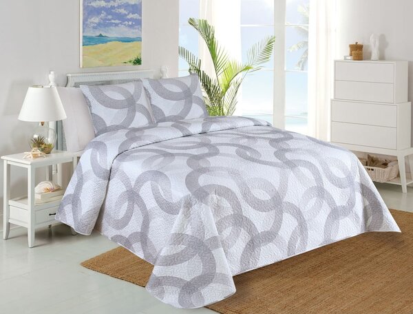 Set cuvertură și față de pernă alb/gri matlasat 220x240 cm Circulo – My House