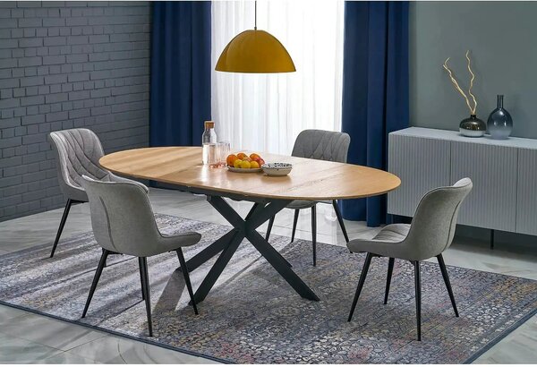 Scaun K567, gri - Havana 15, stofa catifelata/otel, 47x63x85 cm