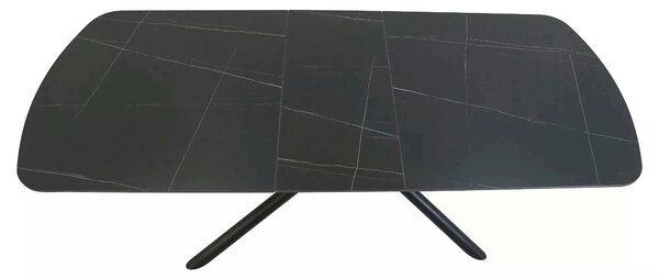 Masa extensibila VECTOR, negru mat cu efect de marmura, ceramica/metal