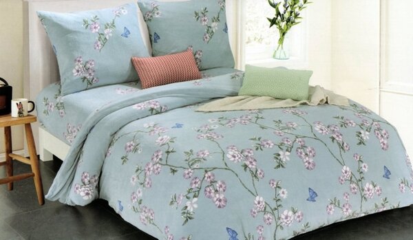Lenjerie de pat albă cu imprimeu floral 3 părți: 1ks 200x220 + 2ks 70 cmx80