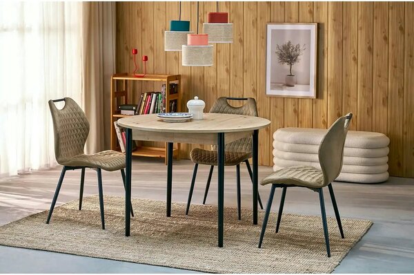 Scaun K569, bej - HLR 11, stofa catifelata/otel, 47x54x84 cm