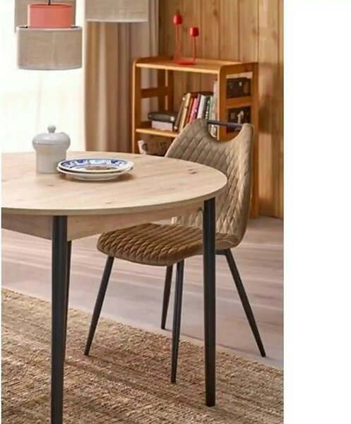 Scaun K569, bej - HLR 11, stofa catifelata/otel, 47x54x84 cm