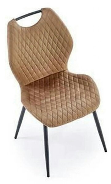 Scaun K569, bej - HLR 11, stofa catifelata/otel, 47x54x84 cm
