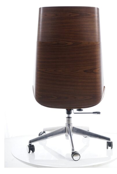 Scaun de birou MARYLAND, negru/nuc/crom, piele ecologica/lemn, 57x49x1