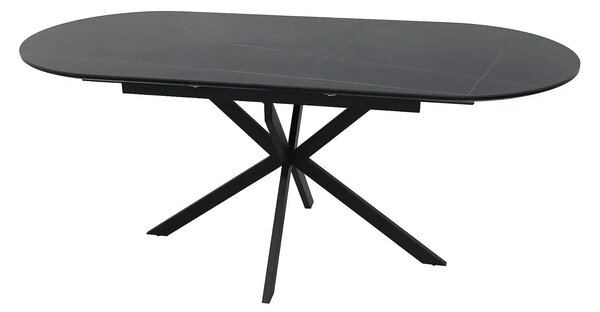 Masa extensibila GASTON, negru mat cu efect de marmura, ceramica/metal