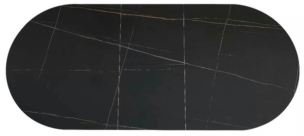 Masa extensibila GASTON, negru mat cu efect de marmura, ceramica/metal