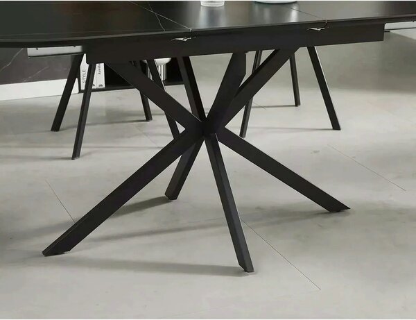 Masa extensibila GASTON, negru mat cu efect de marmura, ceramica/metal