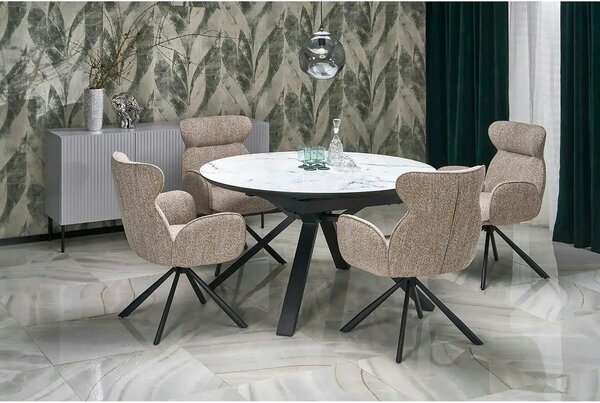 Scaun K571, bej inchis/negru, stofa clasica/otel, 63x64x93 cm