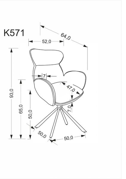 Scaun K571, scortisoara/negru, stofa clasica/otel, 63x64x93 cm