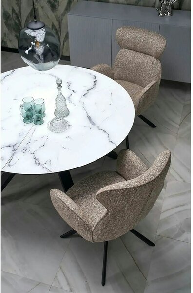 Scaun K571, bej inchis/negru, stofa clasica/otel, 63x64x93 cm