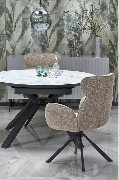 Scaun K571, bej inchis/negru, stofa clasica/otel, 63x64x93 cm
