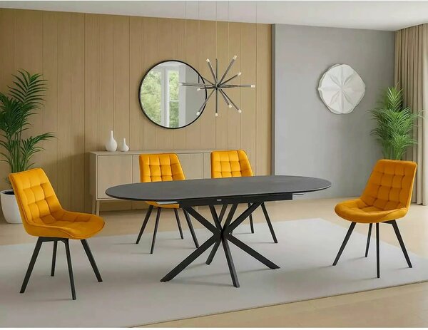 Masa extensibila GASTON, gri mat cu efect de marmura, ceramica/metal