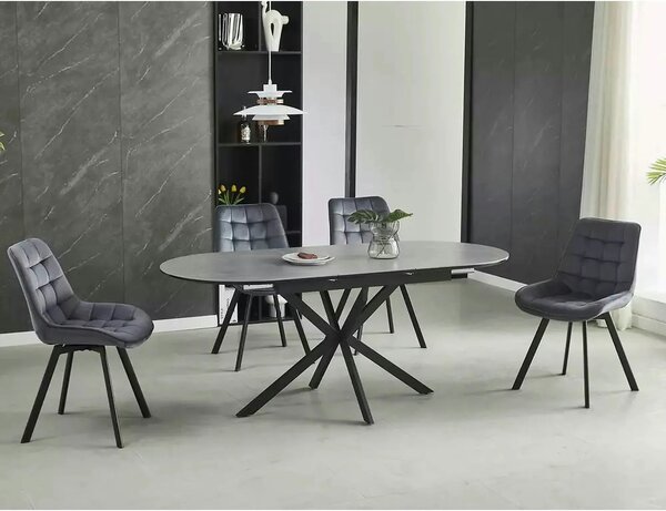 Masa extensibila GASTON, gri mat cu efect de marmura, ceramica/metal