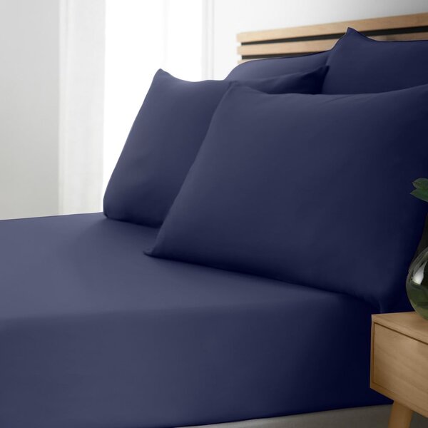 Cearceaf albastru închis cu elastic 90x190 cm So Soft Easy Iron – Catherine Lansfield