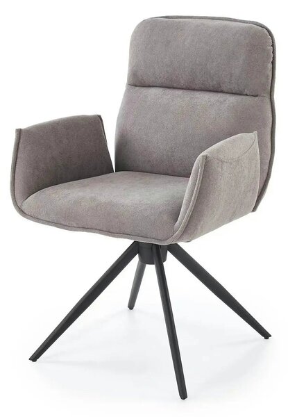 Scaun K574, gri/negru, stofa catifelata/otel, 60x60x88 cm
