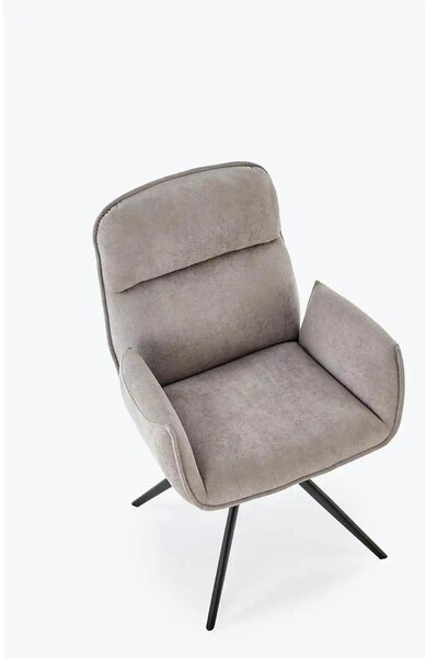 Scaun K574, gri/negru, stofa catifelata/otel, 60x60x88 cm