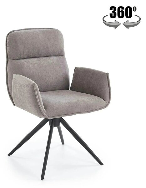 Scaun K574, gri/negru, stofa catifelata/otel, 60x60x88 cm