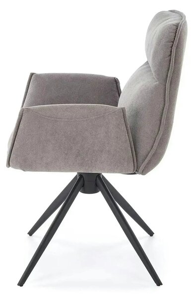 Scaun K574, gri/negru, stofa catifelata/otel, 60x60x88 cm