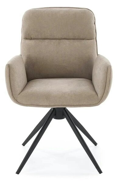 Scaun K574, bej inchis/negru, stofa catifelata/otel, 60x60x88 cm