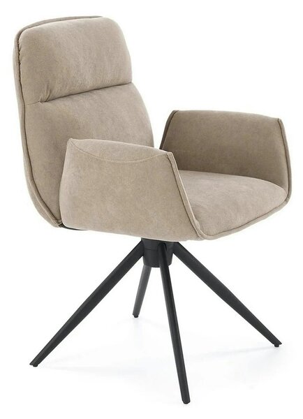Scaun K574, bej inchis/negru, stofa catifelata/otel, 60x60x88 cm