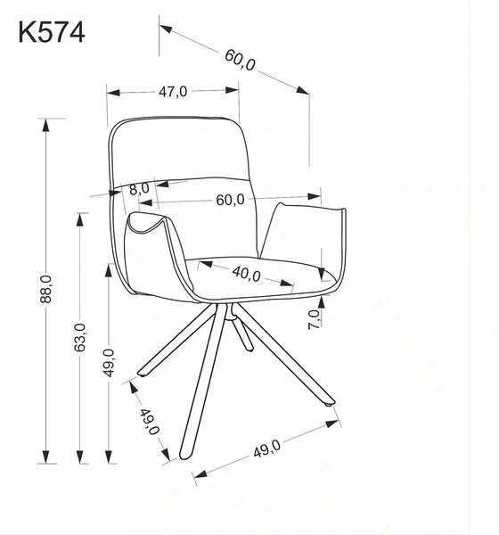 Scaun K574, bej inchis/negru, stofa catifelata/otel, 60x60x88 cm