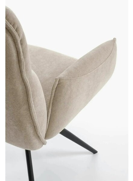 Scaun K574, bej inchis/negru, stofa catifelata/otel, 60x60x88 cm