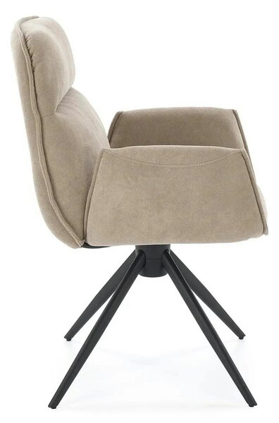 Scaun K574, bej inchis/negru, stofa catifelata/otel, 60x60x88 cm